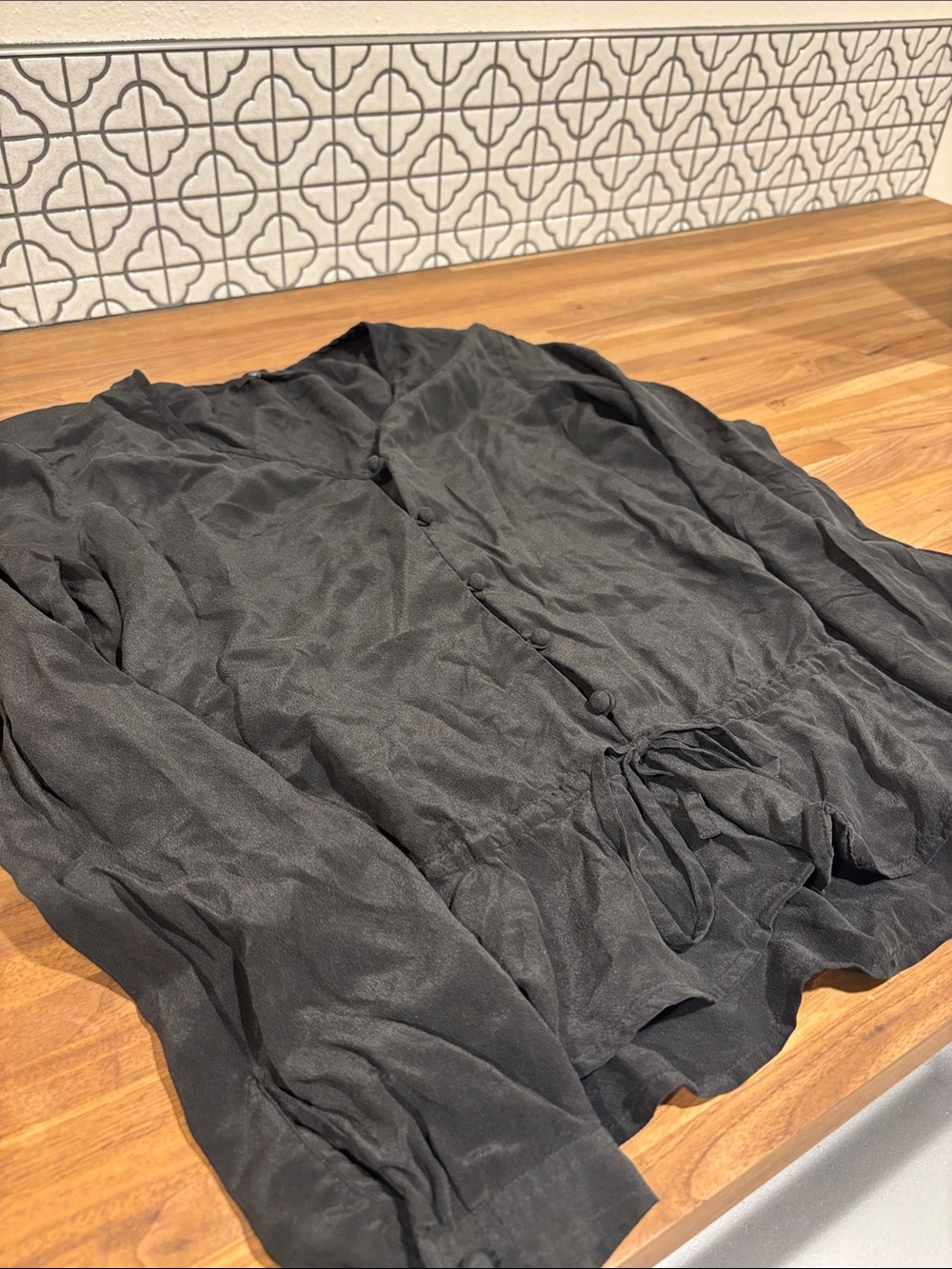 Rails silk Black Lightweight Button-Front Shirt
